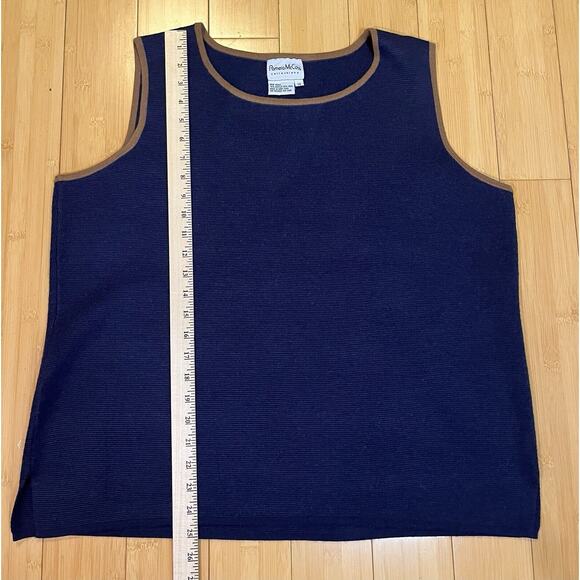 Pamela McCoy Collections Navy w/Tan Sweater Vest Wool/Acrylic blend Plus sz 1X - Picture 4 of 6